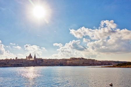 Valletta view from the harbour on a sunny dayの写真素材