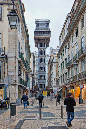 Lisbon famous elevador historical buildingのeditorial素材