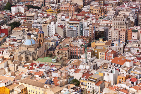 Rooftop view of the architecture in Alicante, Spain a popular tourist destination on the Mediterranean seaの写真素材