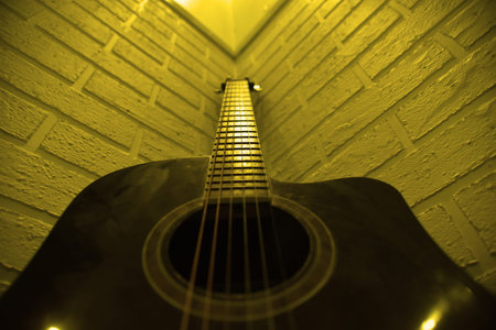 old guitar close up. different angle guitar photo