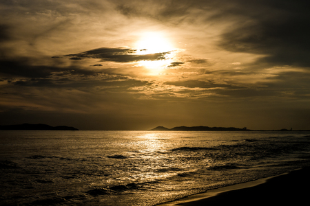 Beautiful sunset at Rayong beachの写真素材