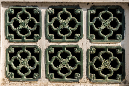 Six green window on patternの写真素材