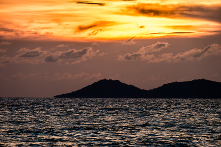 Beautiful sunset at Rayong beachの写真素材