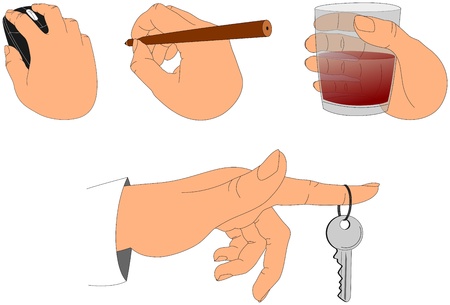 Hands holding various objectsのイラスト素材