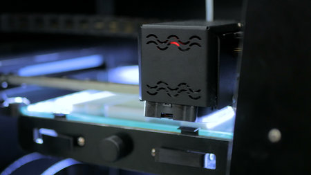 Three dimensional printing machine. 3D printer during work