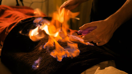 Chinese fire massage - Huo Liao therapy. Traditional chinese medicine, fire treatment and bodycare...