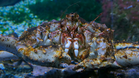 Close up shot of head of giant japanese spider crab. Macrocheira kaempferiの写真素材