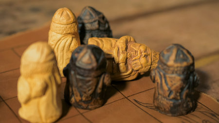 Medieval popular strategy board game - tafl. Folk, competition and traditional concept