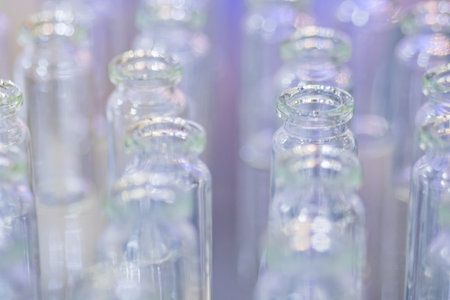 Pharma industry, science, medicine, experiment, chemistry, research and healthcare concept. Medical...