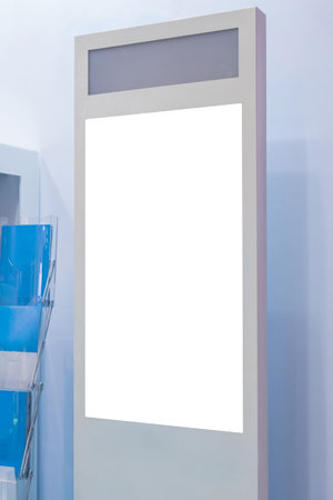 White screen, mock up, future, copyspace, template, isolated, technology concept. Electronic kiosk...