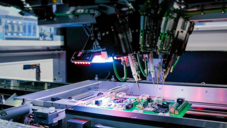 Automated technology, industrial, robotic, electronic, production, manufacturing concept. Automation...