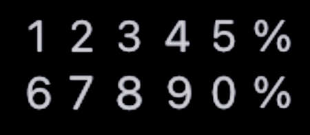 Wide banner: white pixel numbers and percent set on display, screen of smartphone, tablet, black background - close up. Symbol, discount, promotion, sale and abstract conceptの写真素材