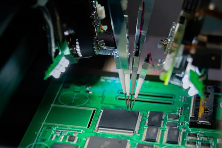 Automation machine equipment for quality testing of printed circuit boards - flying probe test at...