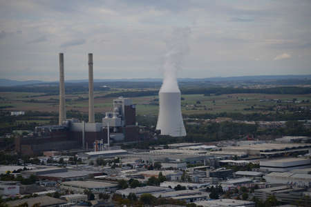 nuclear power plant, factory chimneyの写真素材