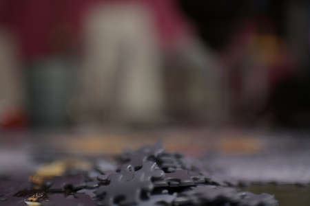 puzzle pieces on the tableの写真素材