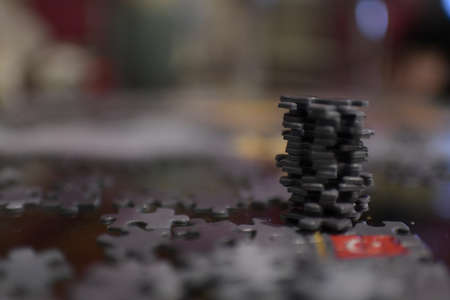 puzzle pieces on the tableの写真素材