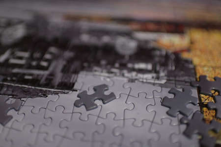 puzzle pieces on the tableの写真素材