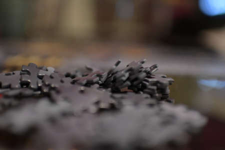 puzzle pieces on the tableの写真素材