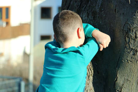 child turned awayの写真素材