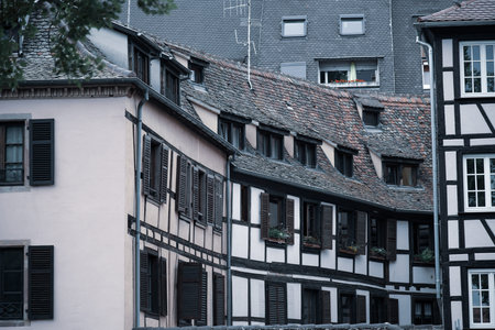 Traditional half-timbered houses in Strasbourg, Alsace, Franceの写真素材