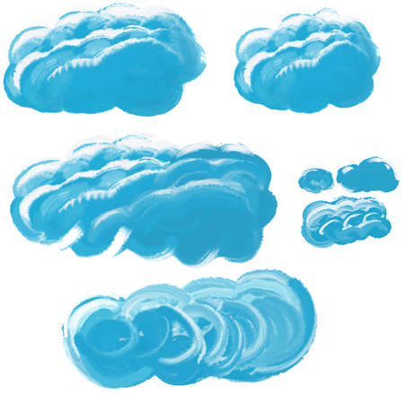 clouds patern paint drawing illustrationのイラスト素材