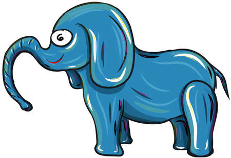 happy blue elephant cub drawingのイラスト素材
