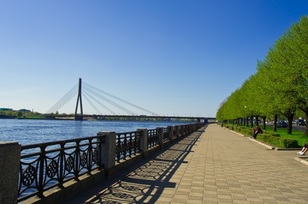 The embankment in the center of Rigaの写真素材