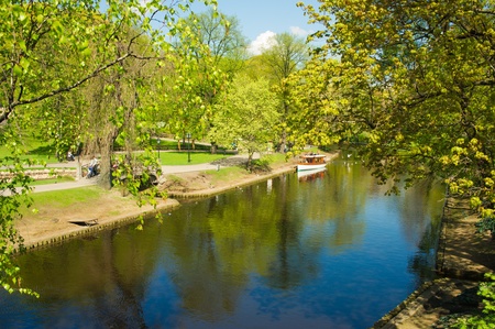 Beautiful canals near the old town in Rigaの写真素材