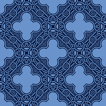 Blue seamless ornamental patternのイラスト素材