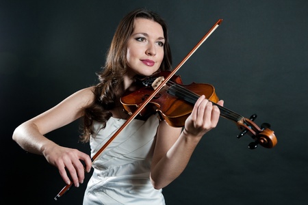 violinist on black backgroundの写真素材