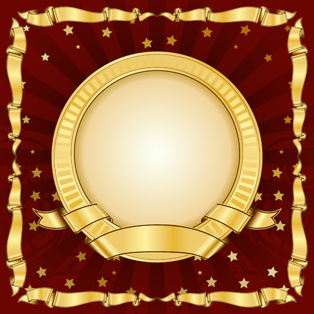Gold vintage circle frame with ribbon のイラスト素材
