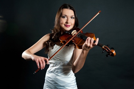 violinist on a black backgroundの写真素材