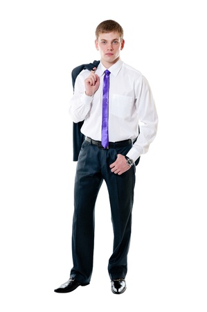 The young businessman in a suit isolated on white backgroundの写真素材