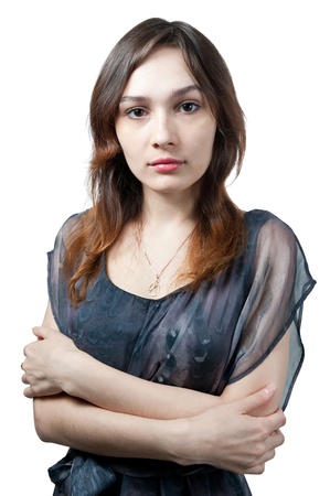Sexy girl in transparent dress isolated on whiteの写真素材
