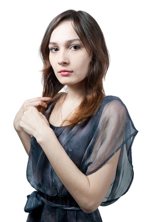 sexy girl in transparent dress isolated on whiteの写真素材