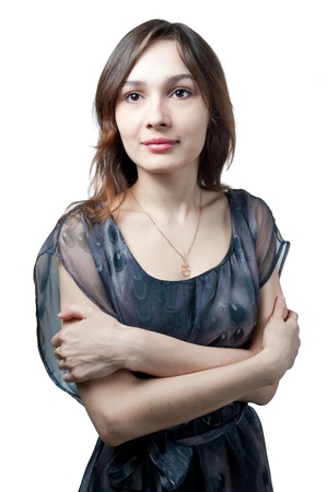 sexy girl in transparent dress isolated on whiteの写真素材