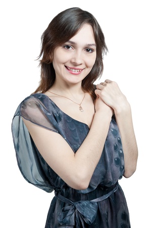 sexy girl in transparent dress isolated on whiteの写真素材