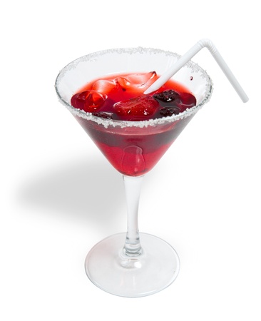 cocktail with strawberries isolated on white backgroundの写真素材