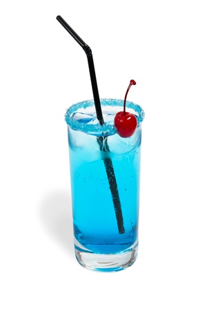 cocktail blue lagoon isolated on white backgroundの写真素材
