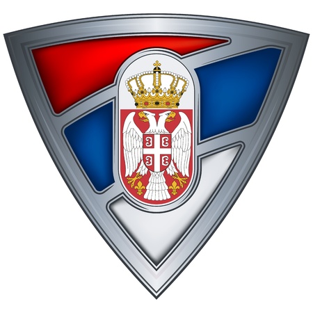 steel shield with flag serbiaのイラスト素材