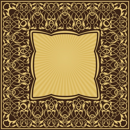 rectangle gold frame with floral ornamental border のイラスト素材