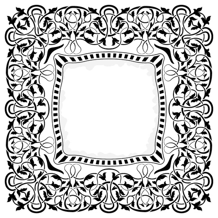 black circle frame with ornamental border のイラスト素材