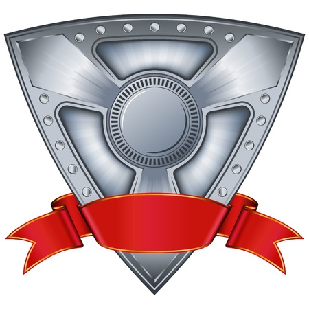 steel shield with red ribbon のイラスト素材