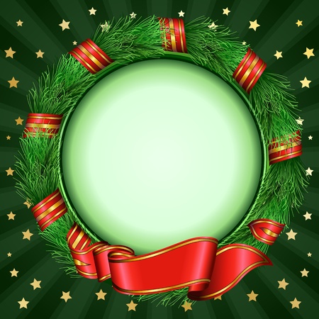 christmas circle frame of fir branchesのイラスト素材