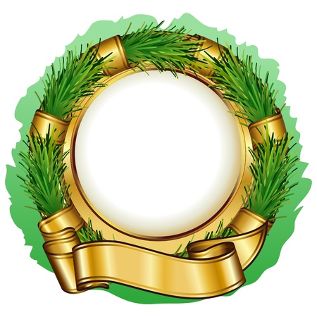 Christmas circular frame of fir branches のイラスト素材