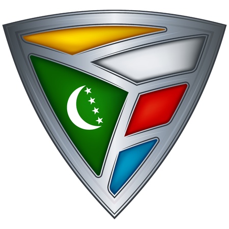 Steel shield with flag Comoros のイラスト素材