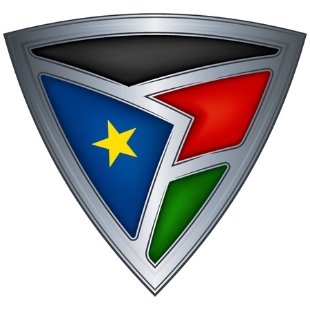 Steel shield with flag South Sudan のイラスト素材