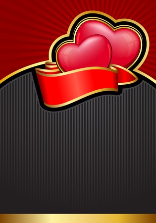 Valentine`s Day background with hearts and ribbon のイラスト素材