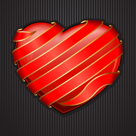 Valentine`s Day heart wrapped in red ribbonのイラスト素材