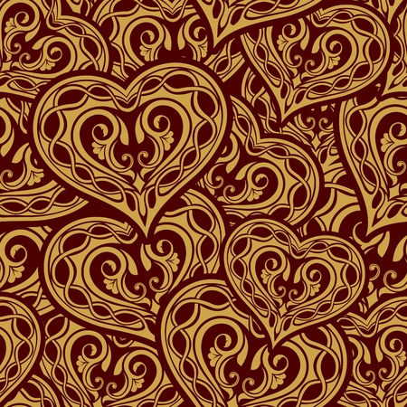 Wedding gold seamless wallpaper pattern with heartのイラスト素材